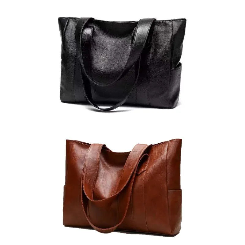 Blackpluss | Vintage Large Capacity Tote Bag, Retro Vegan Shoulder Bag, Women's Casual Handbag
