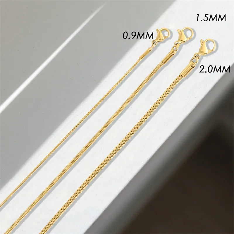 BlackPluss - Couples Men Women Gold Color Bracelets for Women Stainless Steel Snake Link Chain Lobster Clasp Snap Button Jewelry