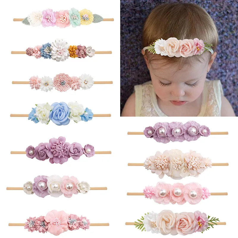BlackPluss - Baby Girl Headband Cute Baby Elastic Hair Band Newborn Head Flower Toddler Headband