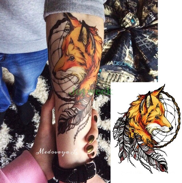 BlackPluss - Waterproof Temporary Tattoo Sticker large size dreamcatcher wolves wolf.