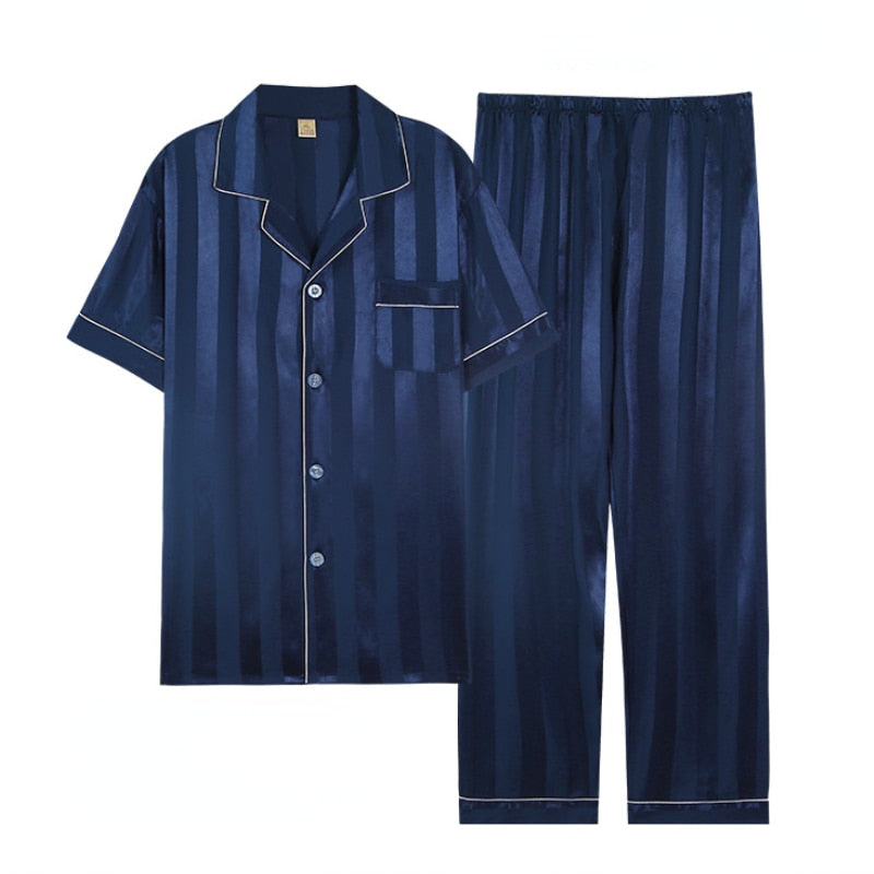 BlackPluss - Men Pajamas Thin Silk Set.