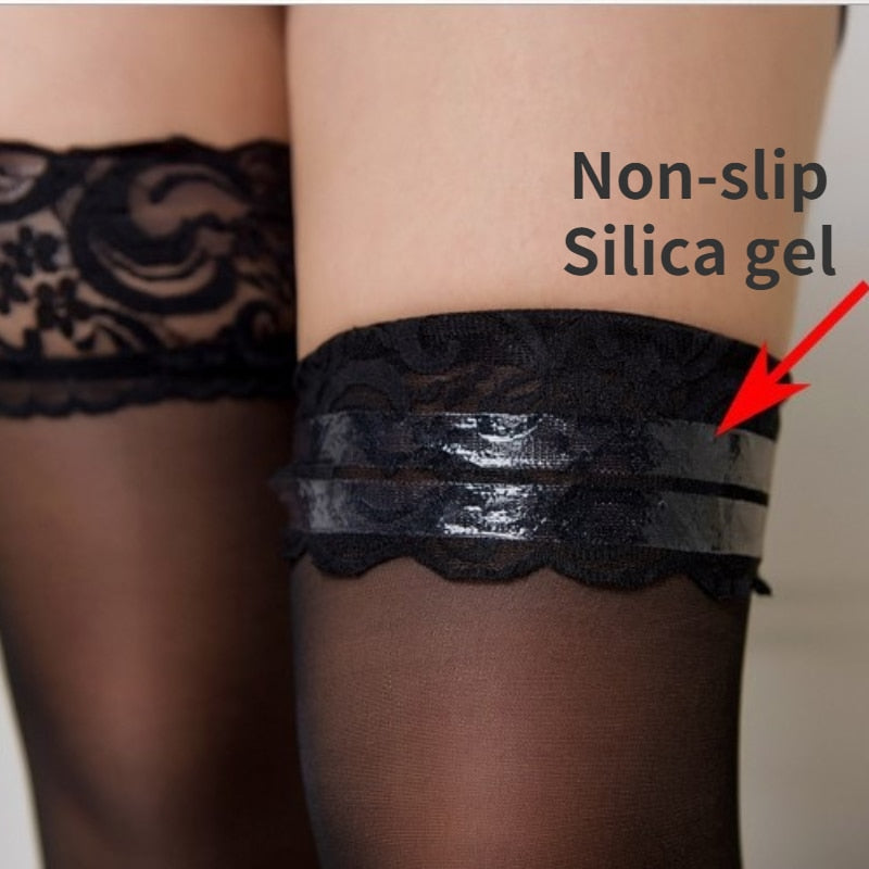BlackPluss - Lace Stockings Transparent Sexy Knee High Socks Thigh High Long Socks.