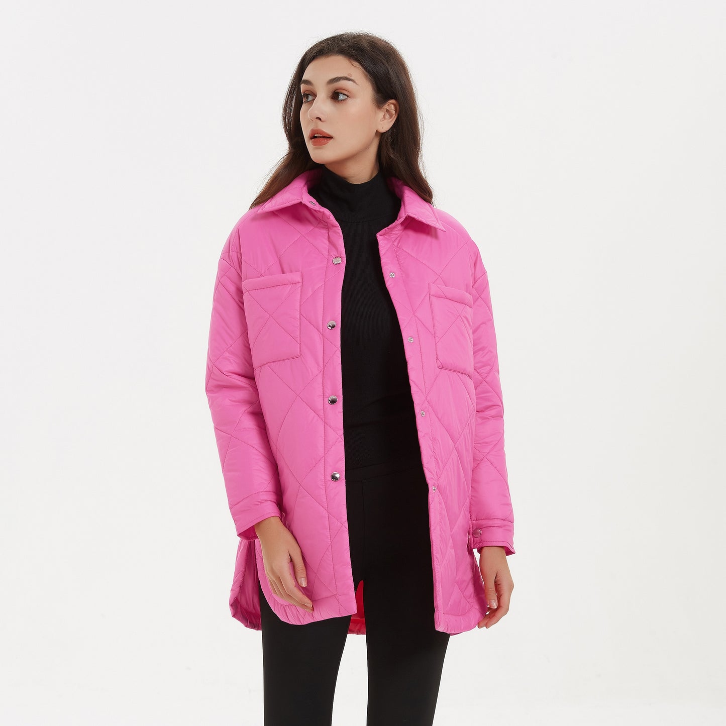 BlackPluss - Coats Women Elegant Turn Down Collar Solid Cotton Jackets Female Ladies