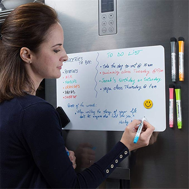 BlackPluss - A5 Magnetic Whiteboard Fridge Magnets Dry Wipe White Board