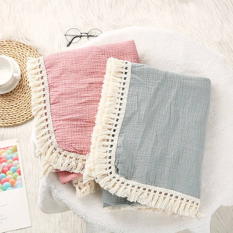 BlackPluss - Cute Bear Muslin Squares Cotton Baby Blanket for Newborn Plaid Infant Swaddle Blanket.