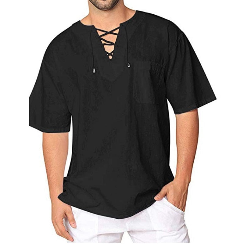 BlackPluss - Short-sleeved T-shirt Cotton and Linen Casual Men's.