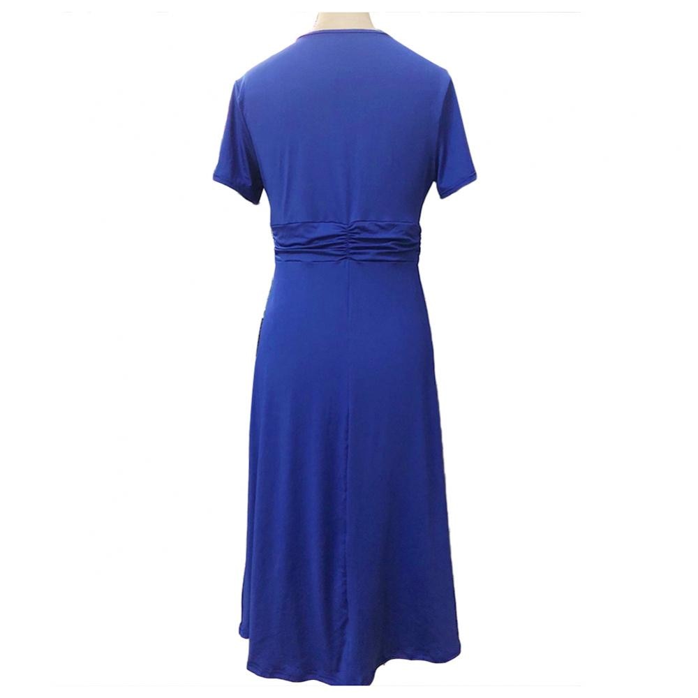 BlackPluss - Elegant Women Solid Color Short Sleeve V Neck.