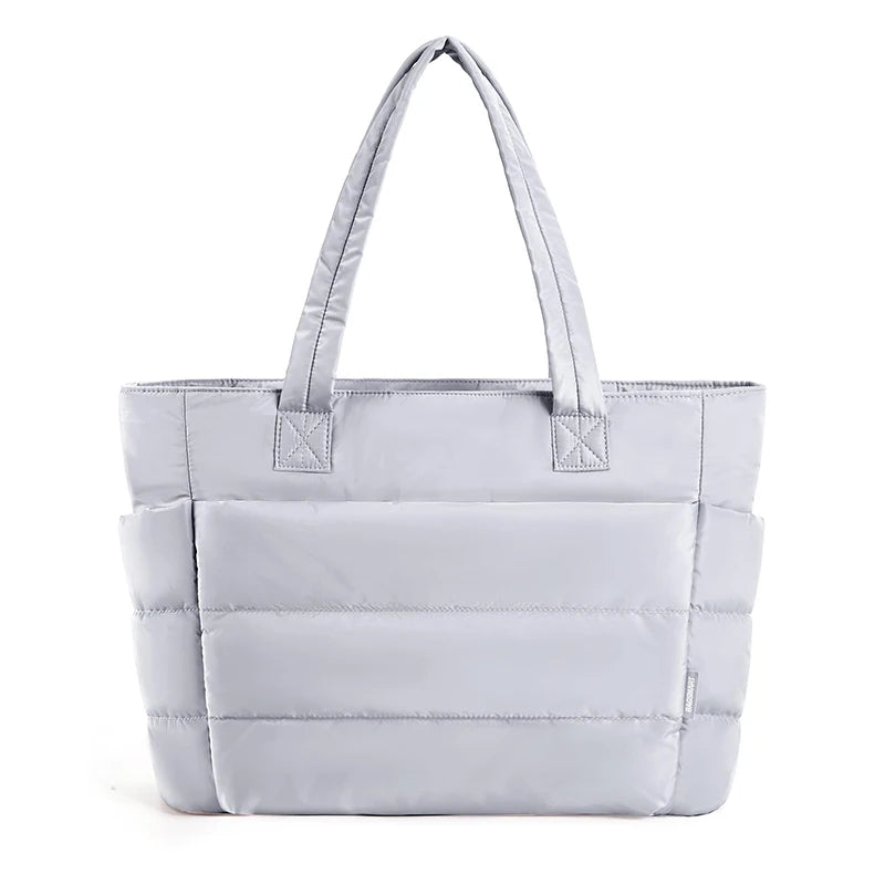 Blackpluss | Puffy Tote Bag for Women Big Square Cotton Padded Female Quilting Shoulder Purse Simple Daily Handbag Women's Bag