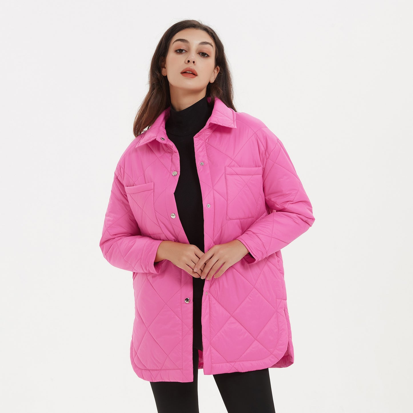 BlackPluss - Coats Women Elegant Turn Down Collar Solid Cotton Jackets Female Ladies