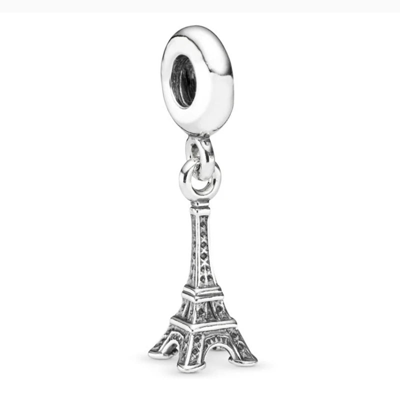 BlackPluss - Feather Crown Safety Chain Owl Love Bead Tower Pendant Fit Original Pandora Charms Silver Color Bracelet DIY Women Jewelry