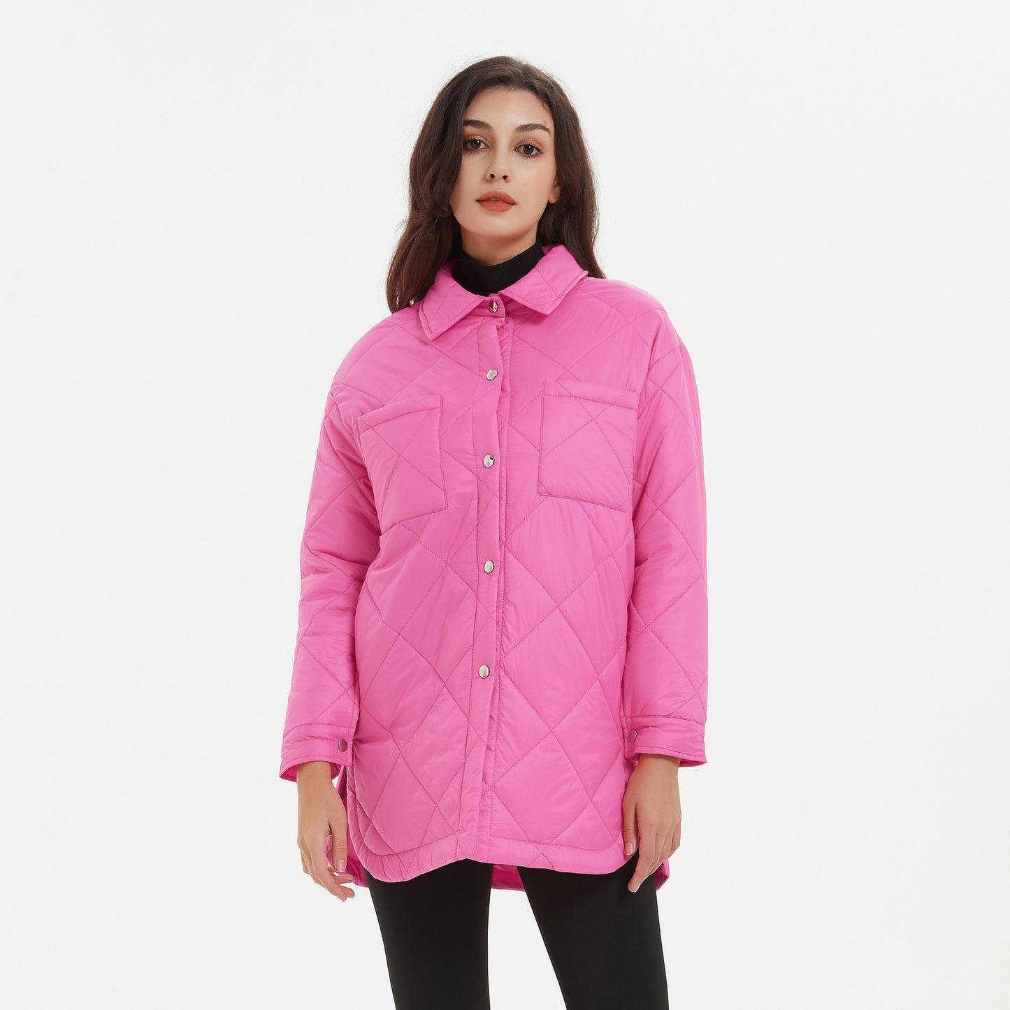 BlackPluss - Coats Women Elegant Turn Down Collar Solid Cotton Jackets Female Ladies