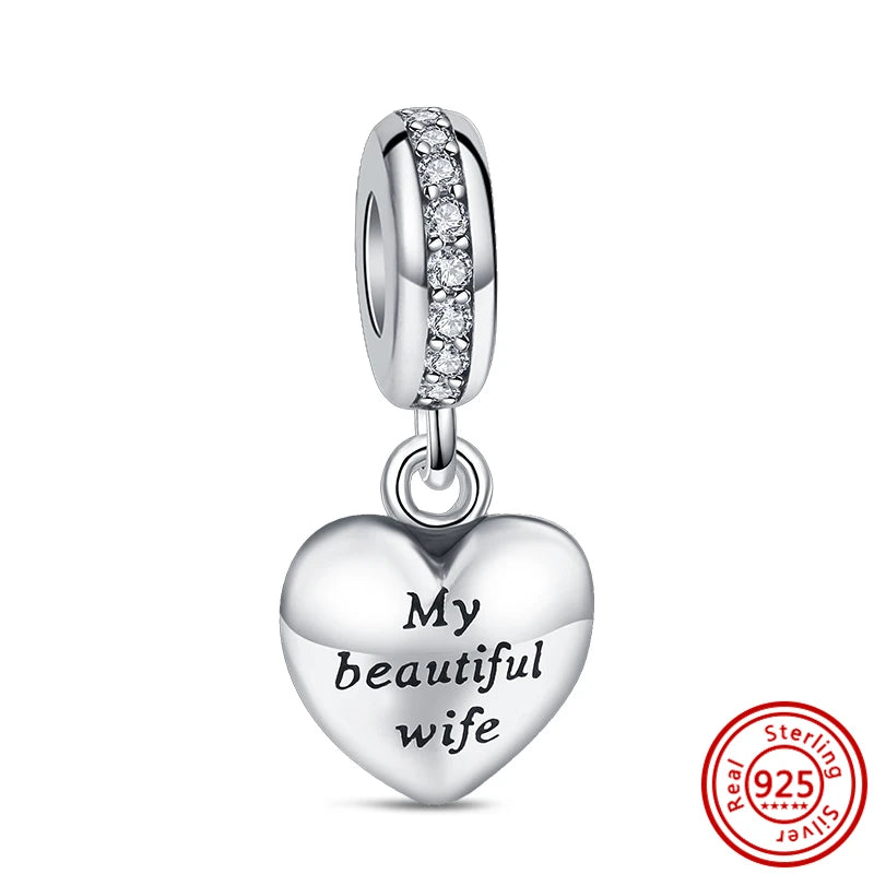 BlackPluss - 925 Sterling Silver Friend Family Lock Key Flower Dangle Charm Fit Original Pandora Bracelet Bangle Women DIY Beads Jewelry Gift