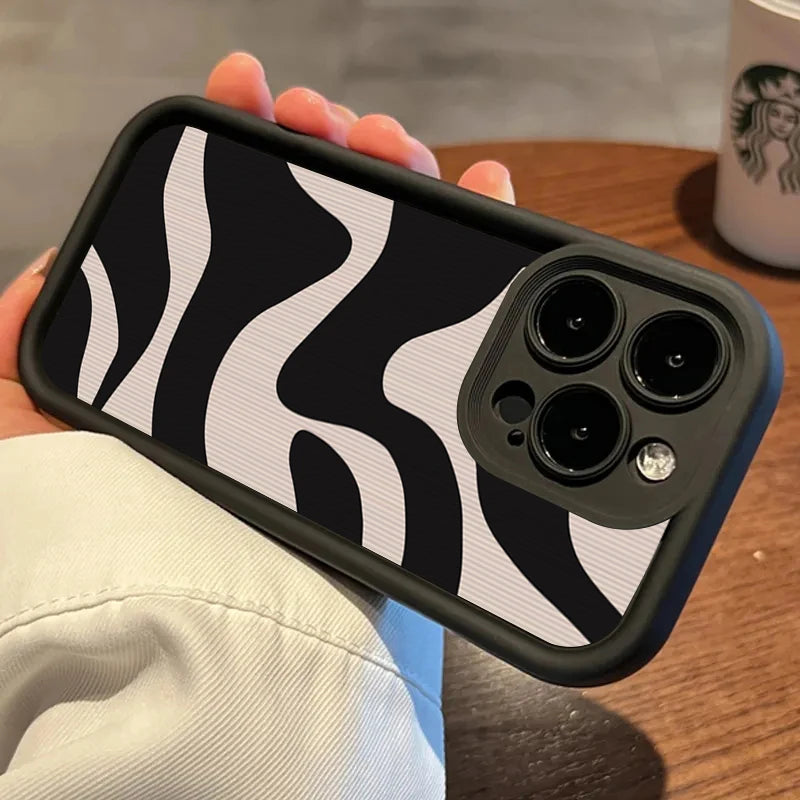 BlackPluss - Zebra Stripe Lattice Pattern Silicone Case For Xiaomi Poco F5 X5 X3 Pro F3 Mi 11 Lite 5G 14 13T 13 12T 12X 12 Soft Cover