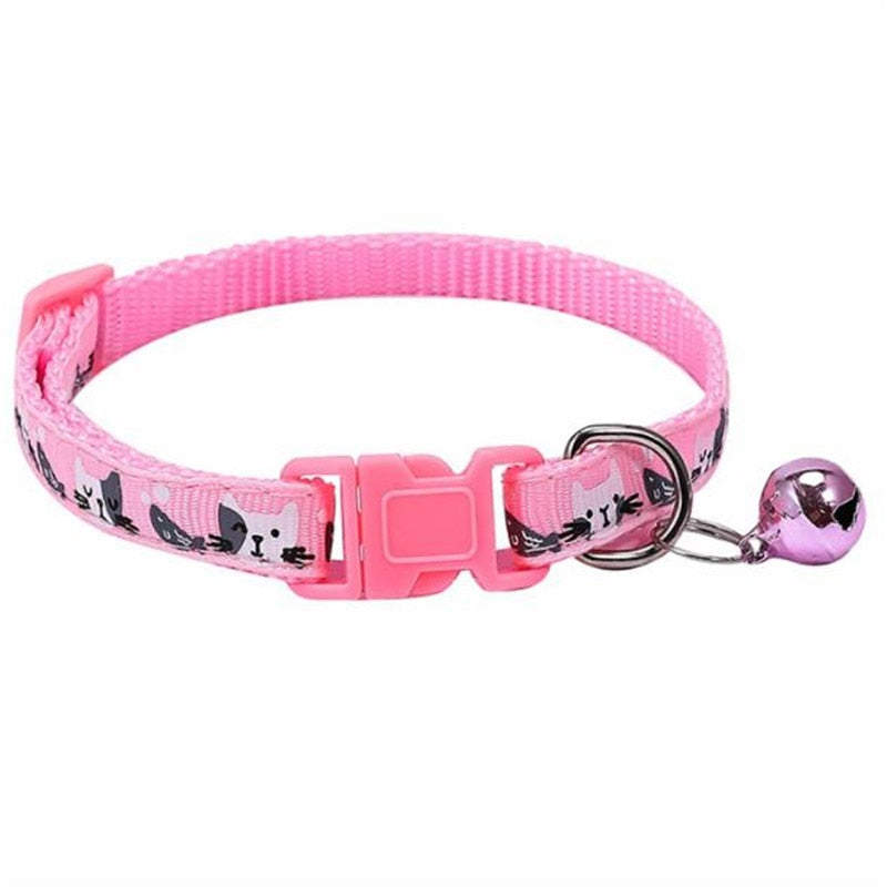 BlackPluss - Pet Cat Collar Colorful Pattern Cute Bell Adjustable Collars For Cats Kitten DIY.