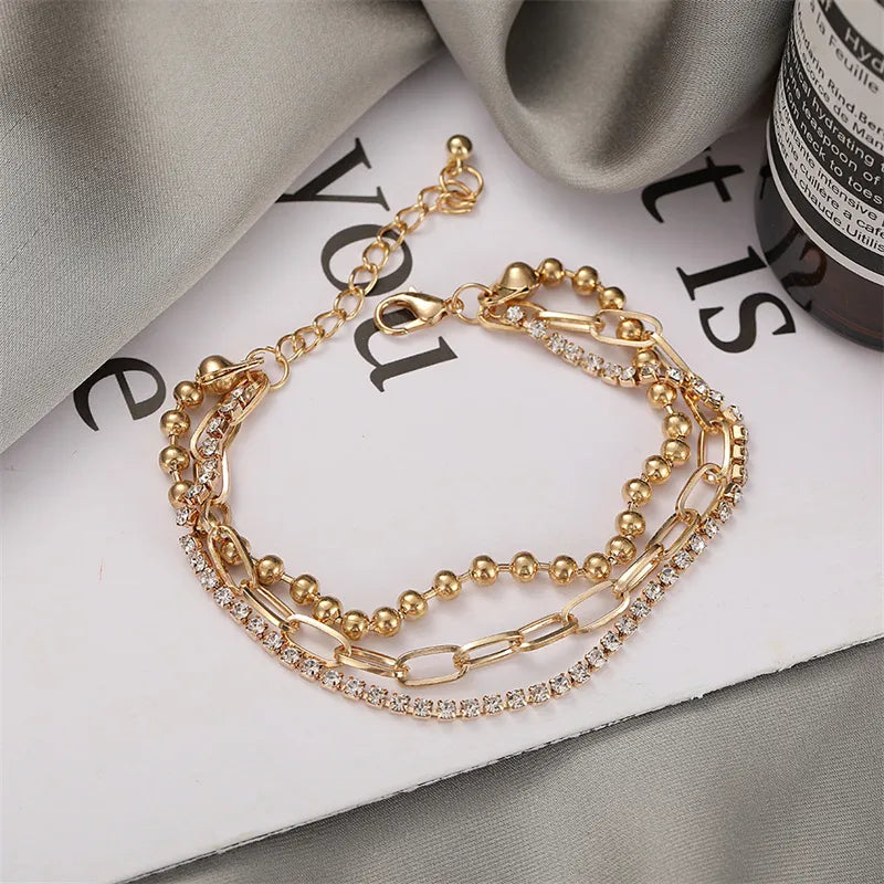 BlackPluss - 3PCS/Set Fashion Thick Chain Link Bracelets Bangles For Women Vintage Snake .