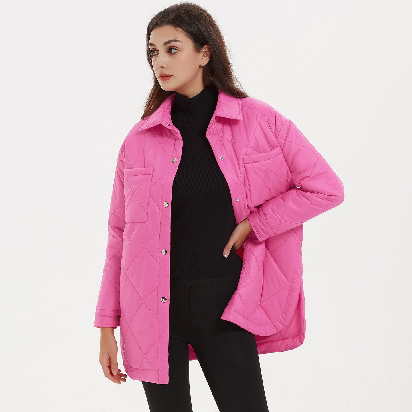 BlackPluss - Coats Women Elegant Turn Down Collar Solid Cotton Jackets Female Ladies