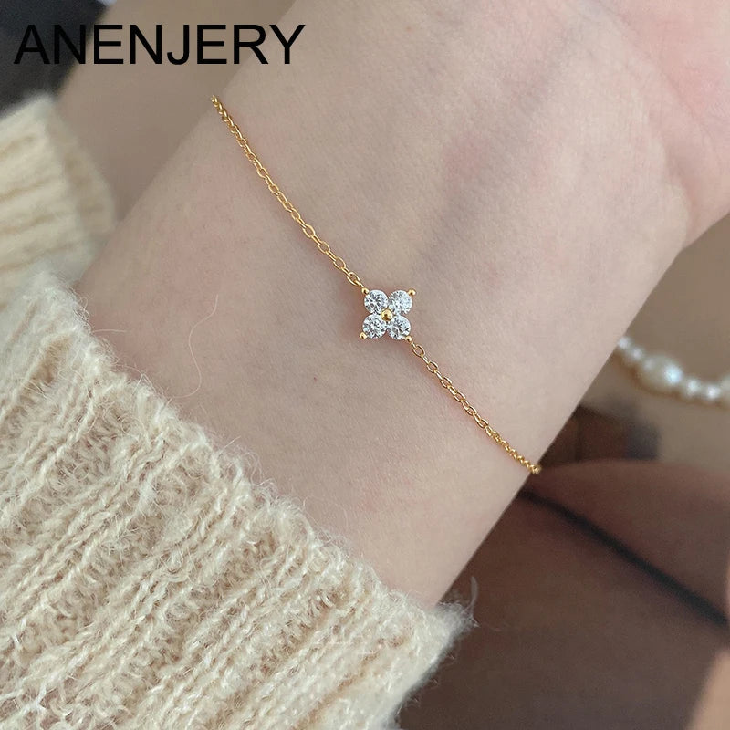 BlackPluss - Four Leaf Flower Chain Bracelet for Women Niche Simple Desgin Party Jewelry Accessories