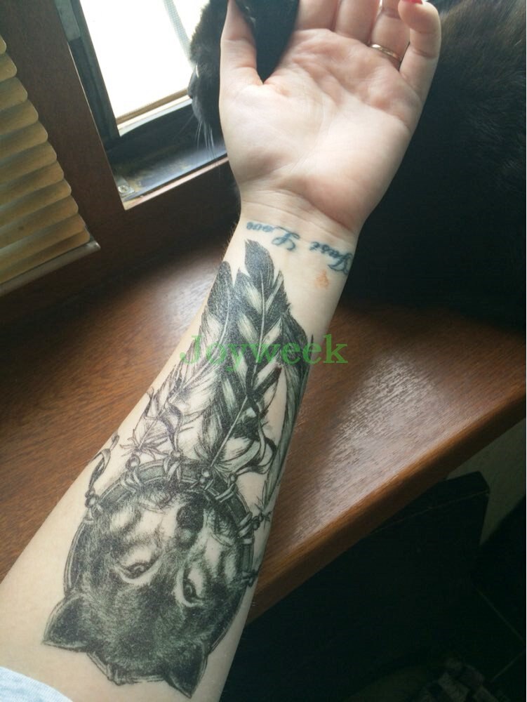 BlackPluss - Waterproof Temporary Tattoo Sticker large size dreamcatcher wolves wolf.