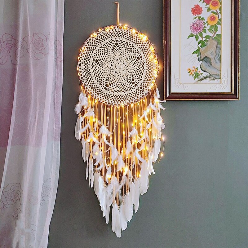 BlackPluss - big dream catcher hanging/light decoration Nordic decoration home girls room/nursery/kids decor dreamcatcher children room new 5