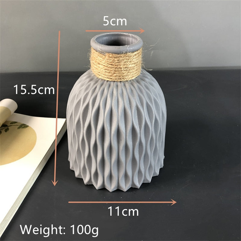 BlackPluss - Flower Vase Imitation Ceramic Flower Pot Decoration Home Plastic Vase