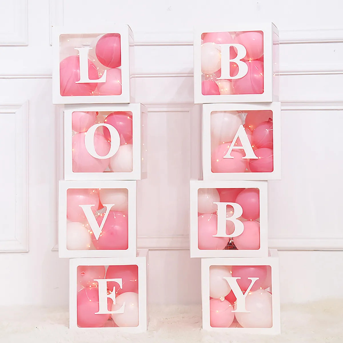 BlackPluss - Transparent Letter Baby Shower Box Birthday Wedding Custom Name Balloon Box.
