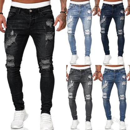 BlackPluss -  Street Style Ripped Skinny Jeans Men Vintage Slim fit