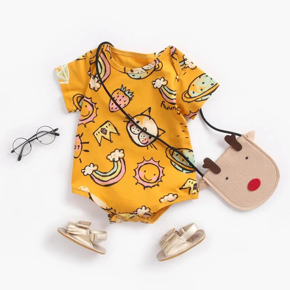 BlackPluss - Baby Boys Girls Bodysuits Summer Cotton Toddler Clothes Cartoon Unisex Short Sleeve