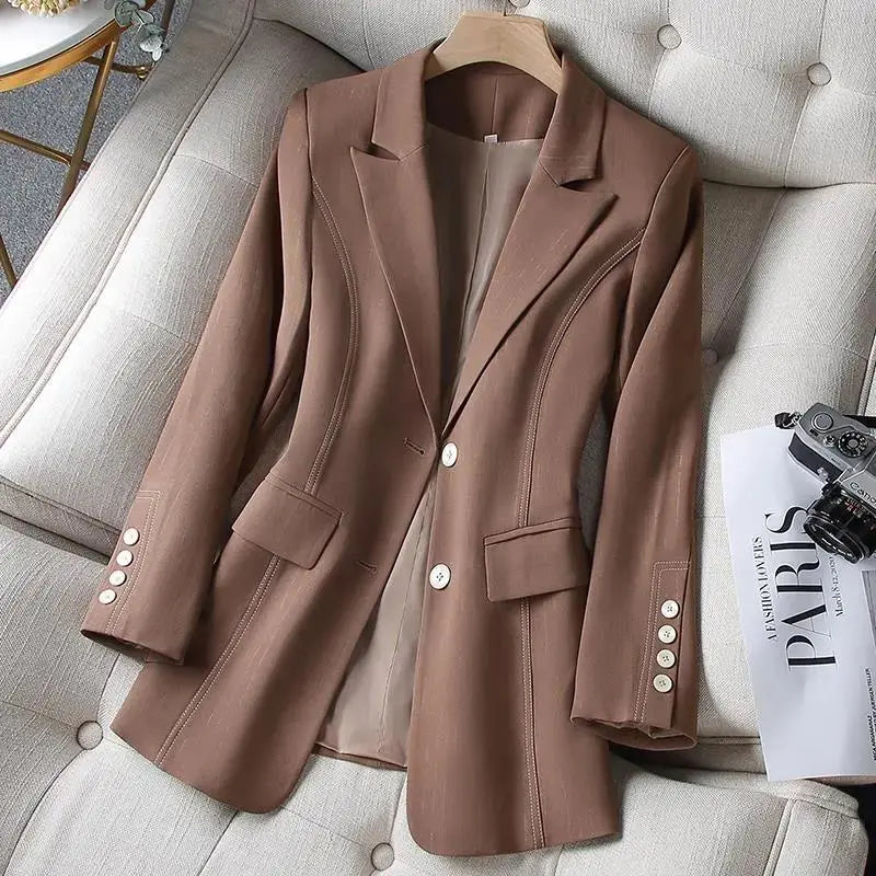 BlackPluss - Casaco Feminino Chic Suit Jacket Women Black Blazer Vintage Outerwear Tops Fashion Loose Coat