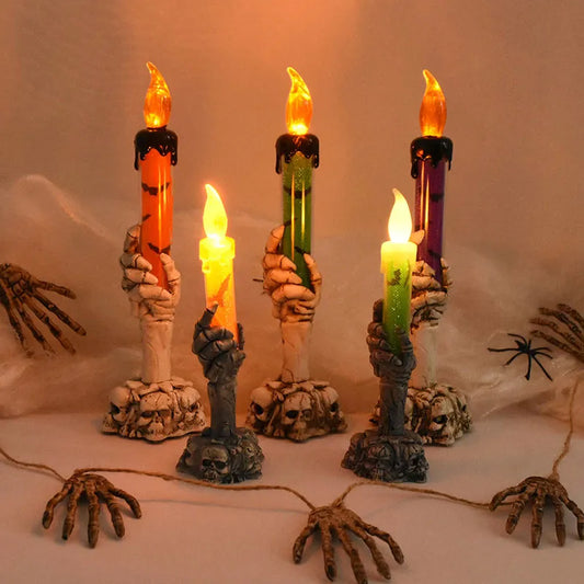 Halloween Led Candle Light Skeleton Ghost Hand Smoke-free Light Horror Props Halloween Party Decoration Supplies Kids Toy Gift