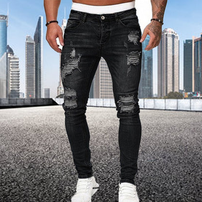 BlackPluss -  Street Style Ripped Skinny Jeans Men Vintage Slim fit