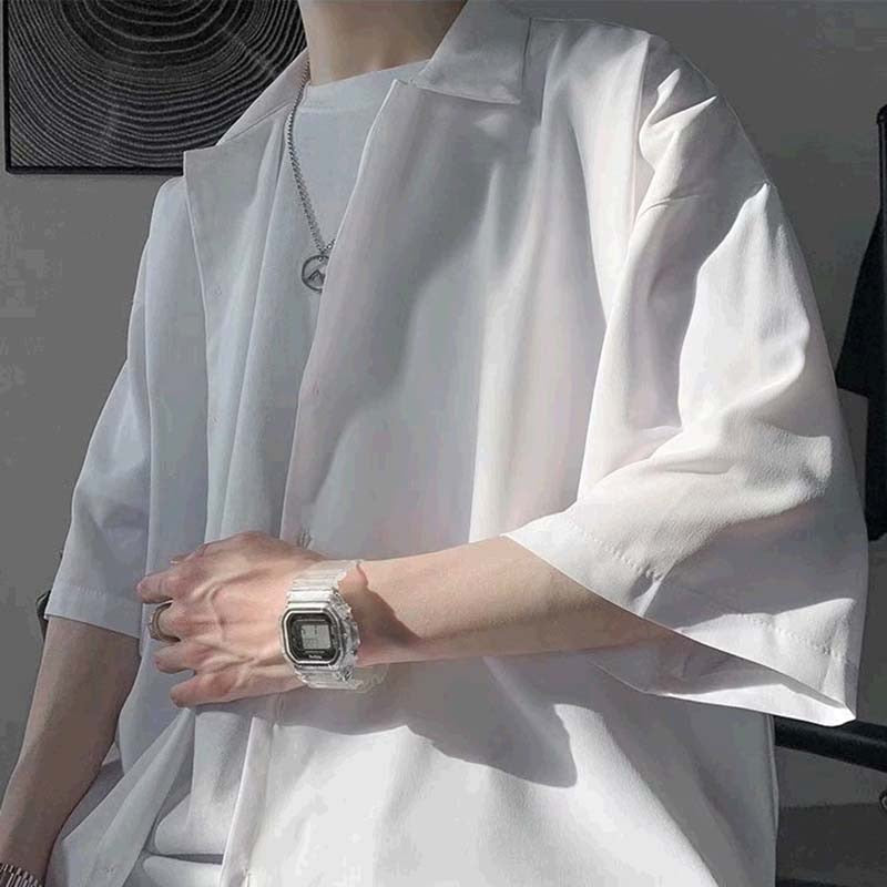 BlackPluss - Half Sleeve Solid Color Loose Oversize shirt.