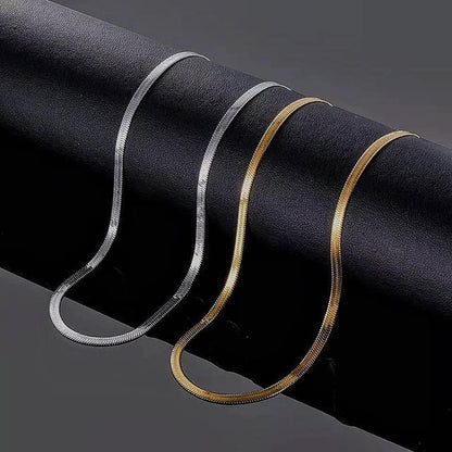 BlackPluss - Necklace Choker Stainless Steel Herringbone Gold Color