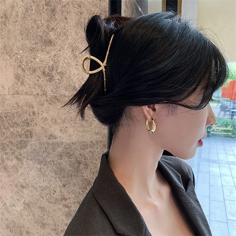 BlackPluss - Metal Hoop Earrings For Woman Fashion Jewelry