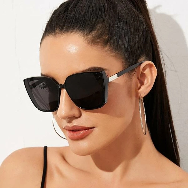 BlackPluss - Cat Eye Sunglasses Woman Vintage Black Mirror Sun Glasses Female Oculos