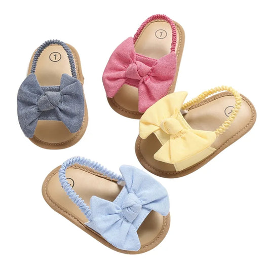 BlackPluss - 0-18M Summer Newborn Baby Girls Boys Sandals Shoes Butterfly Flat With Heel Soft Cork Shoes 4 Colors