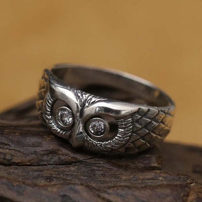 BlackPluss - New Retro Thai Silver Owl Ring European American Fashion Animal.