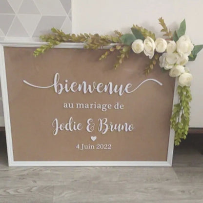 BlackPluss - French Style Wedding Mirror Vinyl Decal Custom Names Wall Sticker