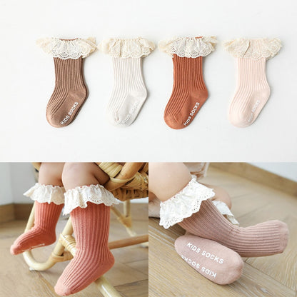 BlackPluss - Baby Socks Girl Newborn Infantil Kid Knee High Lace Socks