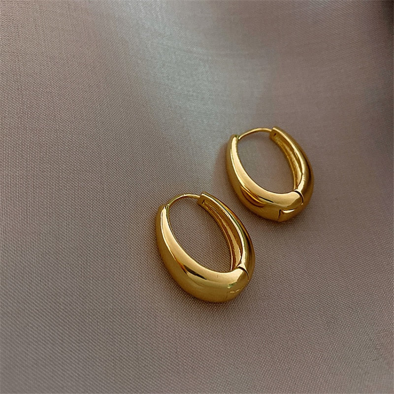 BlackPluss - Metal Hoop Earrings For Woman Fashion Jewelry