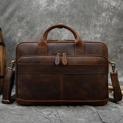 BlackPluss - Briefcase Genuine Leather Laptop Bag 15.6" PC