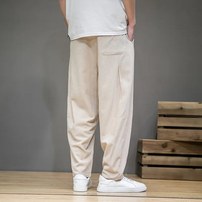 BlackPluss - Spring Cotton Linen Pants Men Elastic Waist Casual Harem Pant