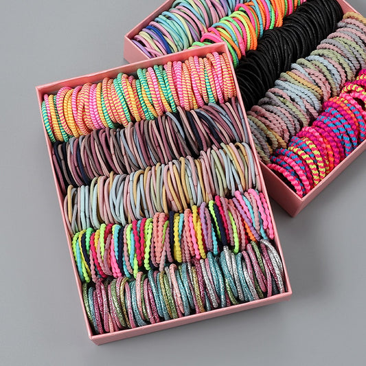 BlackPluss -  100pcs/lot Hair bands Girl Candy Color Elastic Rubber