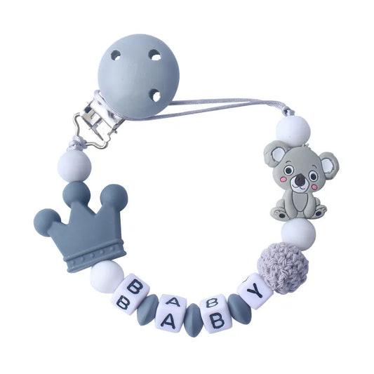 BlackPluss - Personalized Name Baby Pacifier Clips Koala Pacifier Chain