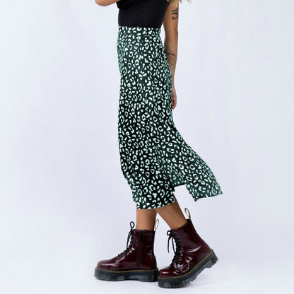 BlackPluss - Waist Floral Print Split Casual Summer Midi Skirt Female Sexy Clothing