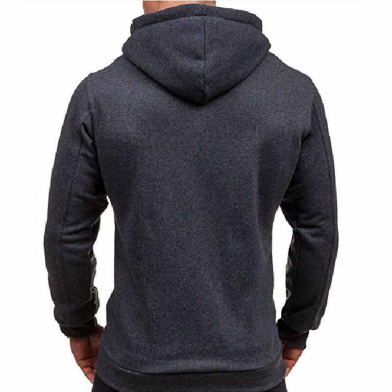 BlackPluss - Men Cotton Hoodies Casual Sweatshirt Half Dome Full Zip