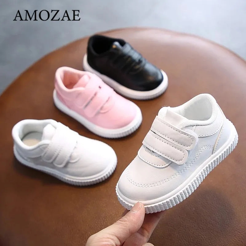 BlackPluss -  Leather White Shoes For Girls Kids Sneakers Boys Sport Shoes Flexible Sole Trainers School Running Shoes