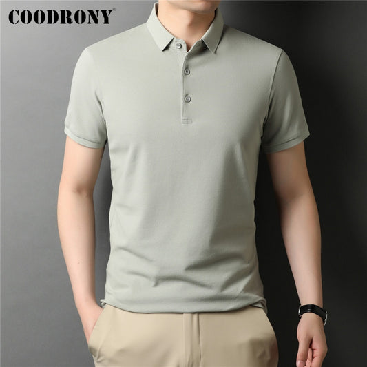 Classic Pure Color Casual Short Sleeve Cotton Polo-Shirt Men Slim Soft.