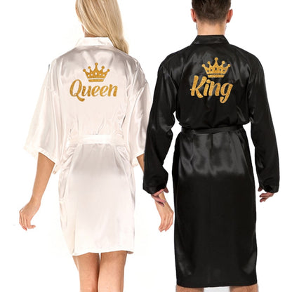 BlackPluss - wedding robe satin matching couple kimono.