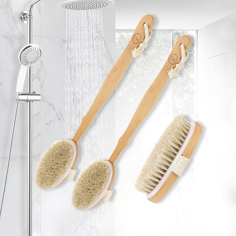 BlackPluss - Natural Bristles Back Scrubber Shower Brush