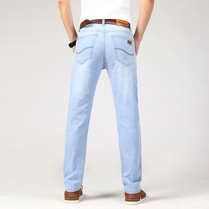 BlackPluss - Men's Business Casual Slim Fit Elastic Classic Style Trousers Sky Blue Pants.